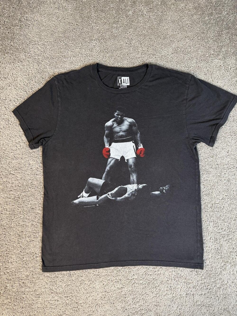 Ali Shirt Mens XL Black Muhammad Ali Knockout Graphic Crew Neck Cotton